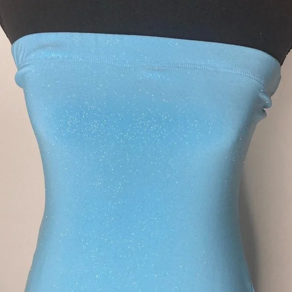 Sparkle Bandeau Blue Strapless Dress - Picture 5 of 13